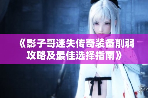 《影子哥迷失傳奇裝備削弱攻略及最佳選擇指南》