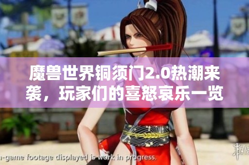 魔獸世界銅須門2.0熱潮來襲，玩家們的喜怒哀樂一覽無余