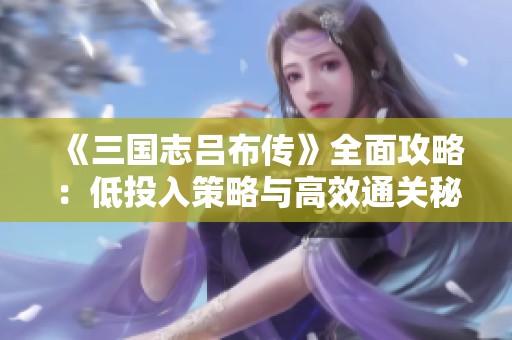 《三國志呂布傳》全面攻略：低投入策略與高效通關秘籍分享