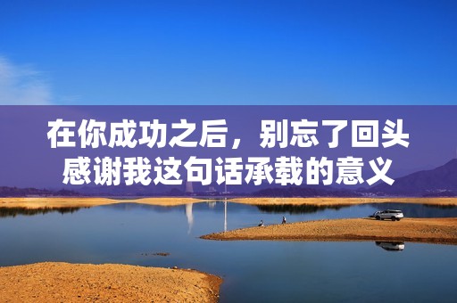 在你成功之后，別忘了回頭感謝我這句話承載的意義