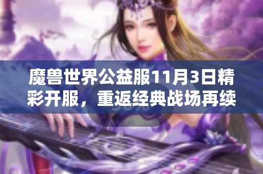 魔獸世界公益服11月3日精彩開服，重返經典戰場再續激情歲月