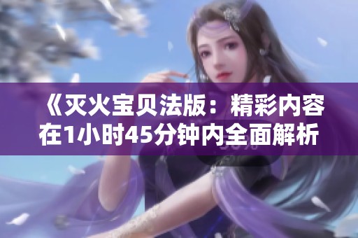 《滅火寶貝法版：精彩內(nèi)容在1小時45分鐘內(nèi)全面解析》